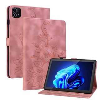 For itel Pad One 10.1 Lily Embossed Leather Tablet Case(Pink)