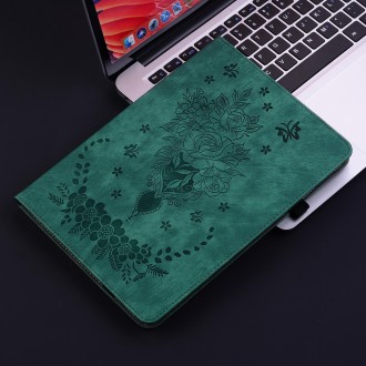 For itel Pad One 10.1 Butterfly Rose Embossed Leather Tablet Case(Green)