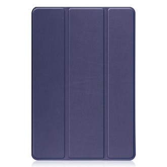 For TCL Tab 10s Three-folding Holder Custer Texture Leather Tablet Case(Dark Blue)