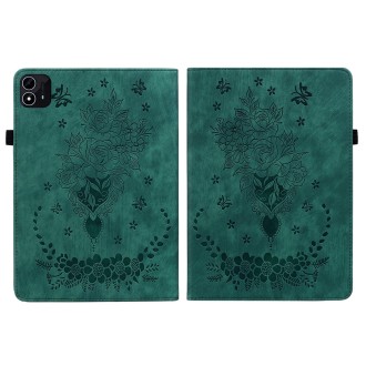 For itel Pad One 10.1 Butterfly Rose Embossed Leather Tablet Case(Green)