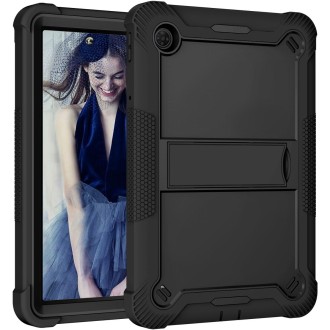 For TCL Tab 10 5G Shockproof Silicone Hybrid PC Tablet Case with Holder(Black)