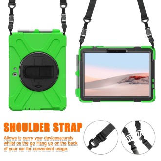 For Microsoft Surface Go 2 Shockproof Colorful Silicone + PC Protective Case with Holder & Shoulder Strap & Hand Strap & Pen Slo