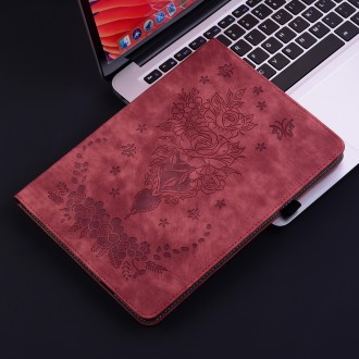 For itel Pad One 10.1 Butterfly Rose Embossed Leather Tablet Case(Red)