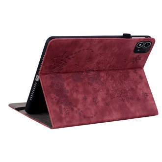 For itel Pad One 10.1 Butterfly Rose Embossed Leather Tablet Case(Red)