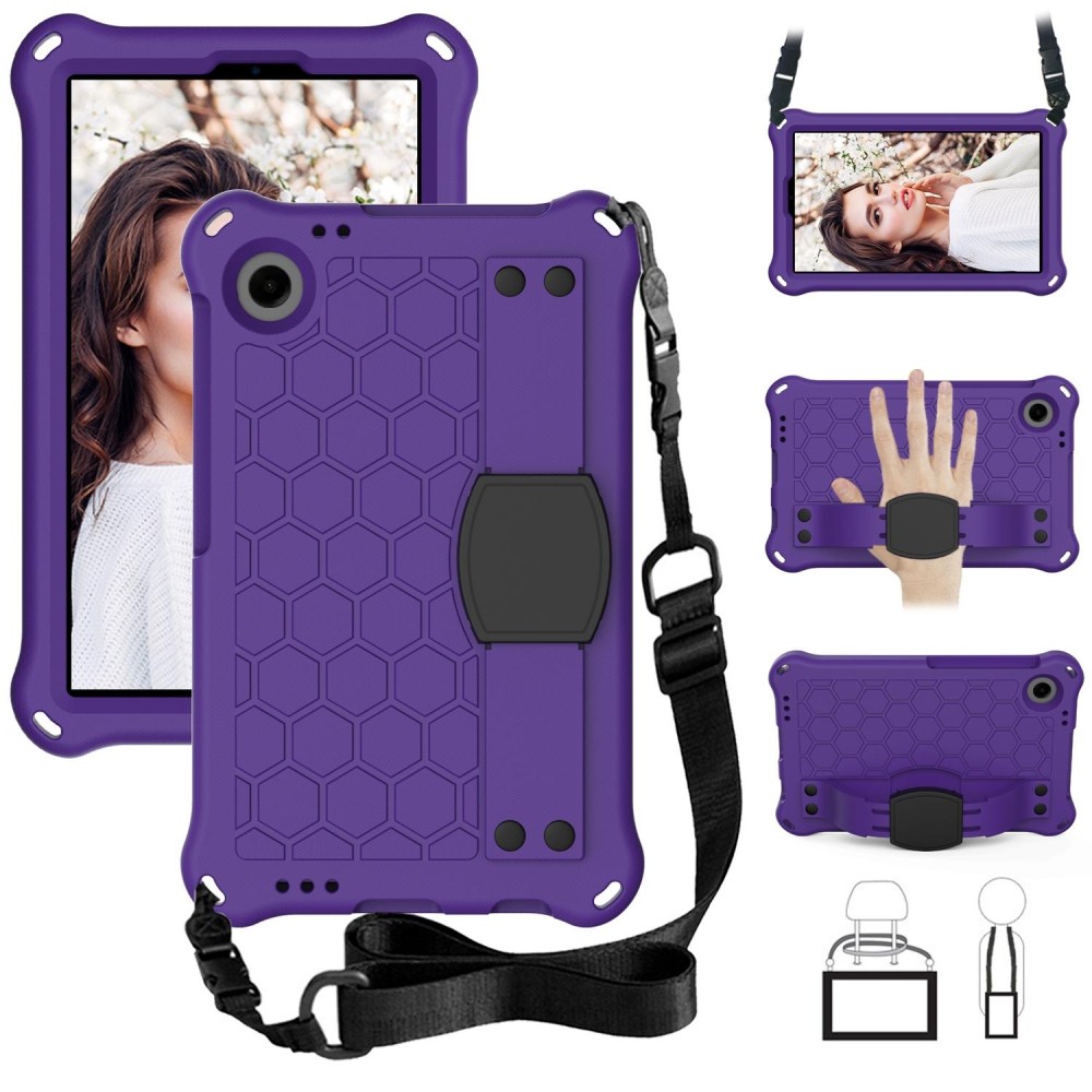 For Blackview Tab 60 8.7 2023 Honeycomb EVA Hybrid PC Tablet Case with Strap(Purple+Black)