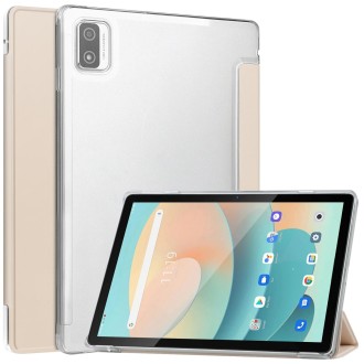 For Blackview Tab 12 / 12 Pro 3-fold Semi-transparent Frosted Smart Leather Tablet Case(Apricot)