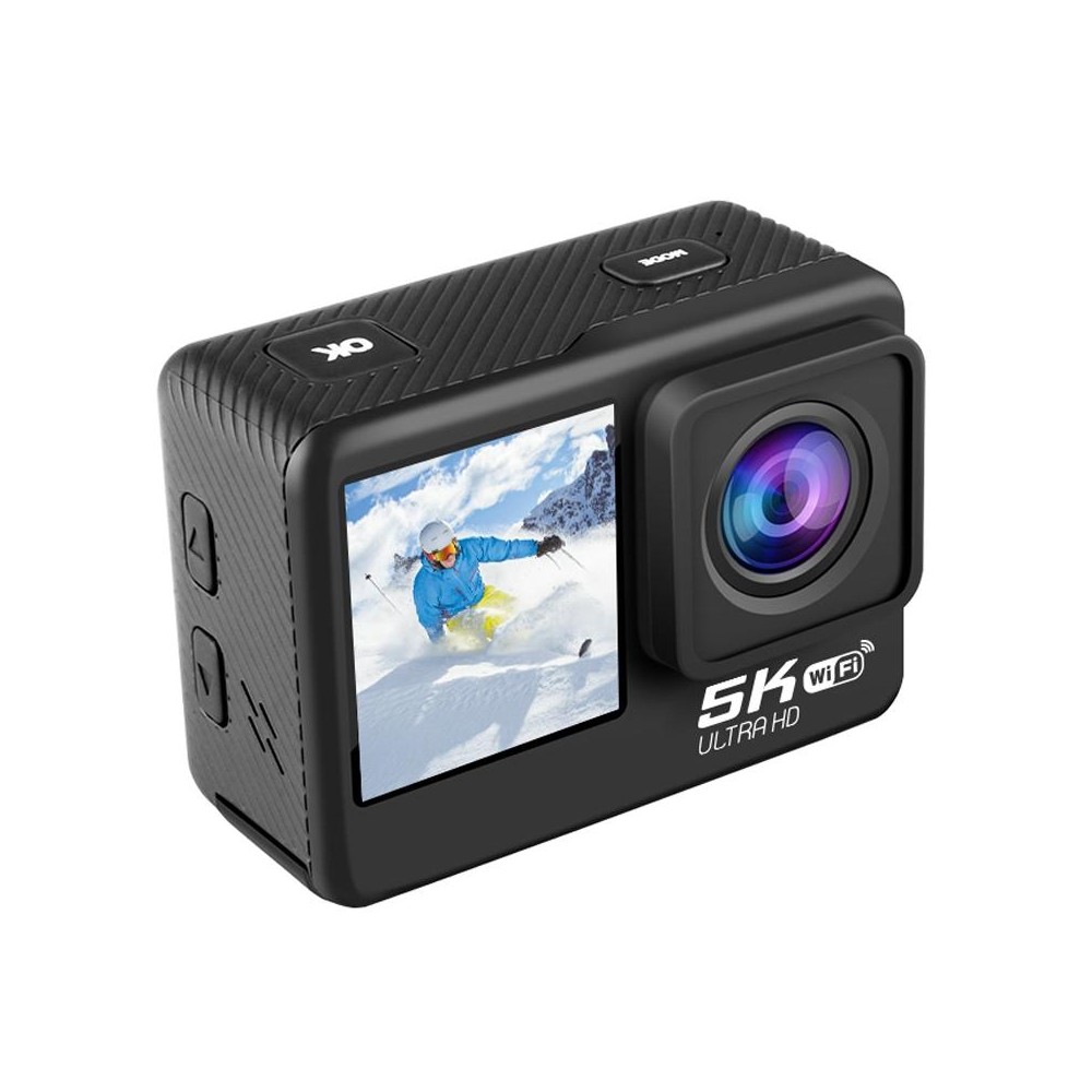 5K/30FPS WIFI HD Anti-Shake Remote Touch Dual-Screen IP68 Waterproof Sports Camera, Style: Black