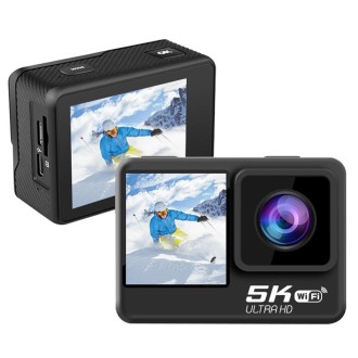 5K/30FPS WIFI HD Anti-Shake Remote Touch Dual-Screen IP68 Waterproof Sports Camera, Style: Black