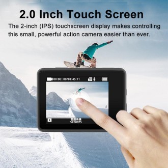 5K/30FPS WIFI HD Anti-Shake Remote Touch Dual-Screen IP68 Waterproof Sports Camera, Style: Black