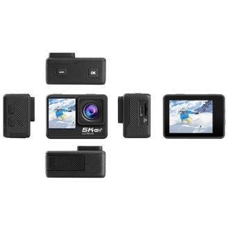 5K/30FPS WIFI HD Anti-Shake Remote Touch Dual-Screen IP68 Waterproof Sports Camera, Style: Black