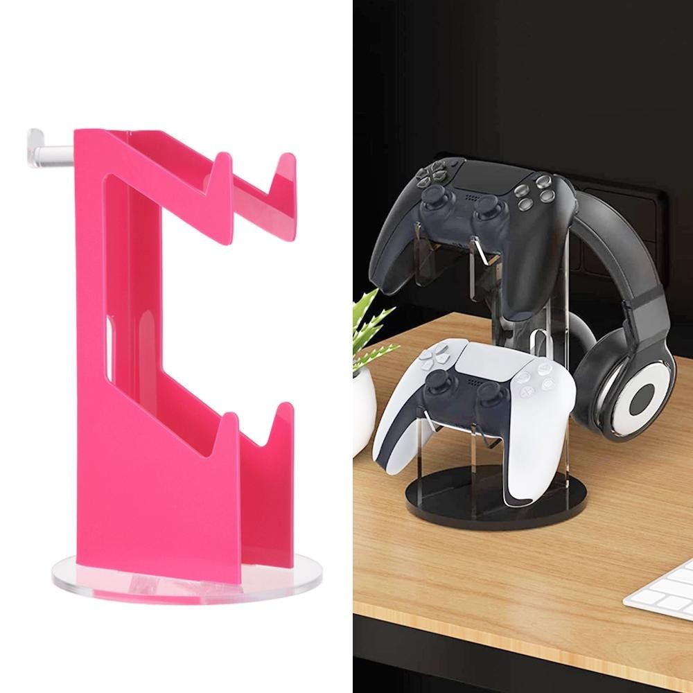 For PS4 / PS5 YX029 Headphone Gamepad Desktop Display Holder(Pink+Transparent)