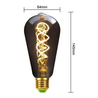 ST64 Electroplating Smoke Grey Warm Light LED Bulb Retro Lamp