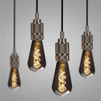 ST64 Electroplating Smoke Grey Warm Light LED Bulb Retro Lamp