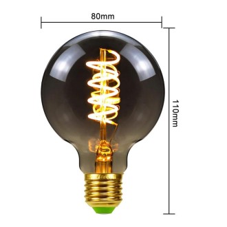 G80 Electroplating Smoke Grey Warm Light LED Bulb Retro Lamp