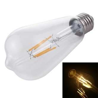 ST64 E27 4W 4 LEDs 600 LM 3000K Retro Dimming LED Filament Light Bulb Energy Saving Light, AC 220V(Warm White)