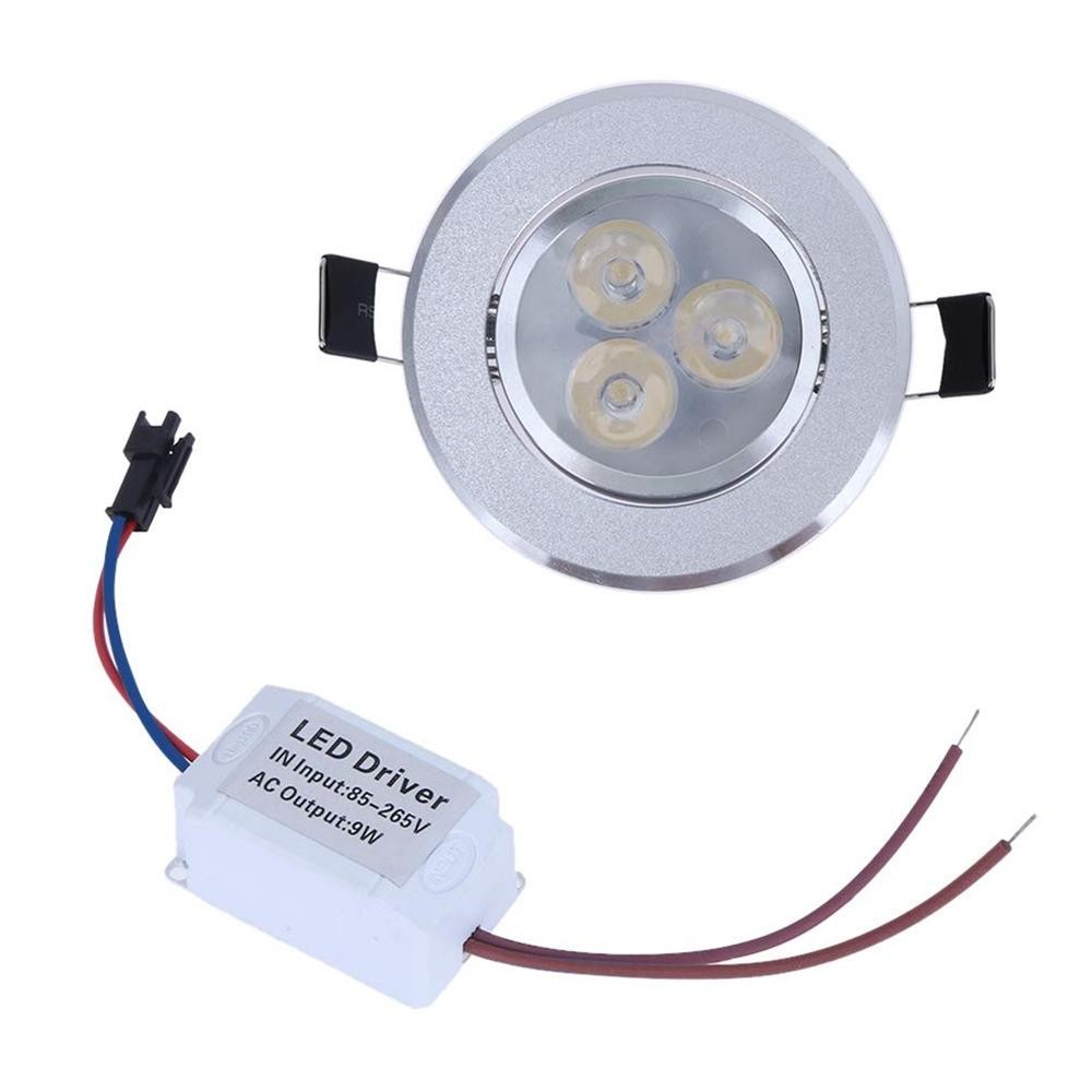 3W Ceiling Light Down Light with LED Driver, 3 LED, 270LM, Warm White Light, AC85V - 265V, Aluminum Material