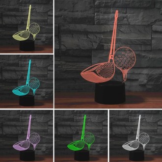 Golf Shape 3D Colorful LED Vision Light Table Lamp, USB & Battery Version