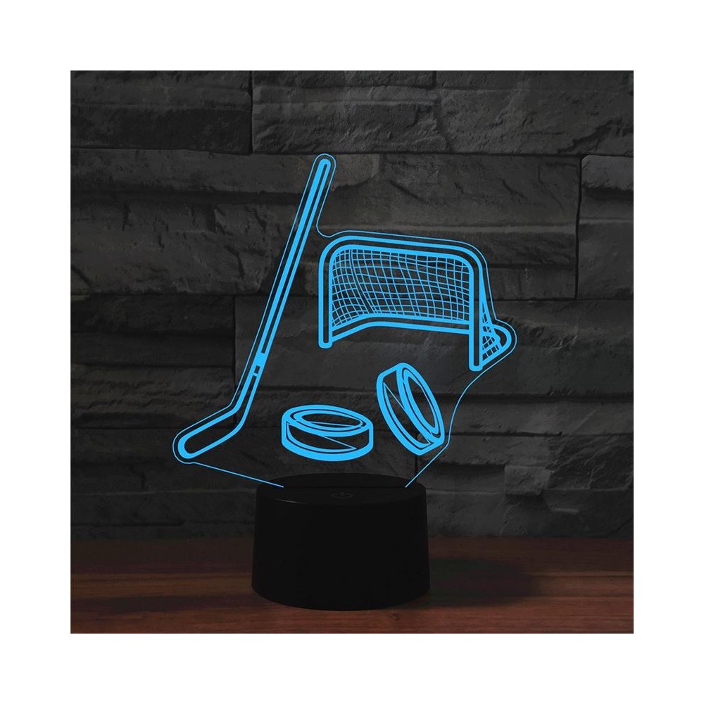 Ice Hockey Shape 3D Colorful LED Vision Light Table Lamp, Crack Remote Control Version