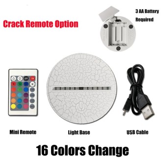 Ice Hockey Shape 3D Colorful LED Vision Light Table Lamp, Crack Remote Control Version