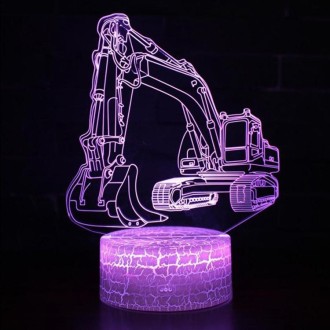 3W Excavator 3D Light Colorful Touch Control Light Creative Small Table Lamp with Crack Base, Style:Touch Switch + Remote Contro