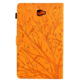 For Samsung Galaxy Tab A 10.1 2016 Fortune Tree Pressure Flower PU Tablet Case with Wake-up / Sleep Function(Khaki)