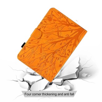 For Samsung Galaxy Tab A 10.1 2016 Fortune Tree Pressure Flower PU Tablet Case with Wake-up / Sleep Function(Khaki)