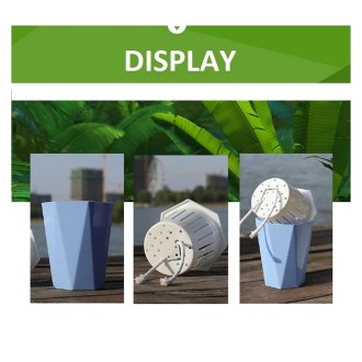 Diamond-shaped Automatic Water-absorbing Lazy Flower Pot Green Plant Plastic Pot  12cm x 14cm(White)