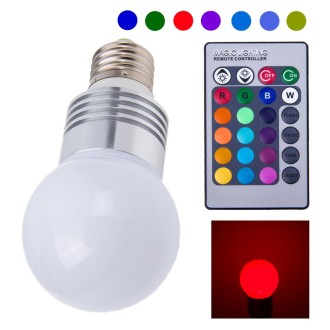 E27 1W RGB LED Lamp, With Remote Controller, AC 220V