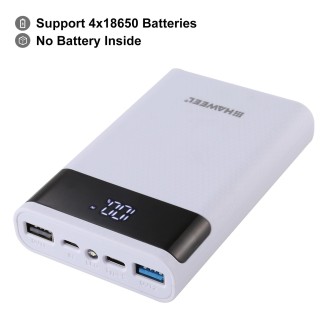 HAWEEL DIY 4x 18650 Battery (Not Included) 12000mAh Dual-way QC Charger Power Bank Shell Box with 2x USB Output & Display,  Supp