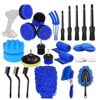 26pcs/set WRS-CS29 Car Wash Cleaning Brush Set Car Interior Crevice Cleaning Electric Drill Brush