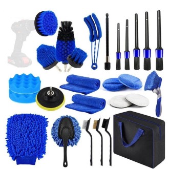 27pcs/set WRS-CS29 Car Wash Cleaning Brush Set Car Interior Crevice Cleaning Electric Drill Brush