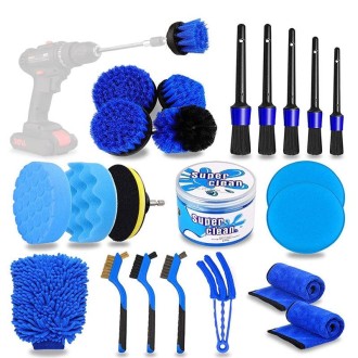 24pcs/set WRS-CS29 Car Wash Cleaning Brush Set Car Interior Crevice Cleaning Electric Drill Brush