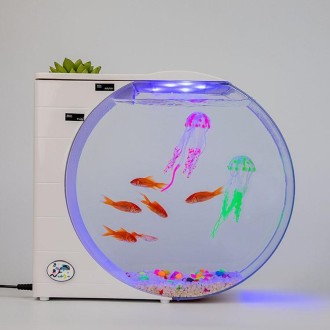 USB Jellyfish Fish Tank Multifunctional Electronic Mini Jellyfish Box(White)