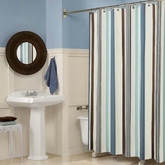 Multicolour Vertical Texture Thick Waterproof Polyester Fabric Shower Curtains, Size:180x180cm