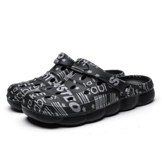 Spring And Summer Men EVA Casual Breathable Sandals Letter Beach Shoes Slippers, Size: 39(Black)