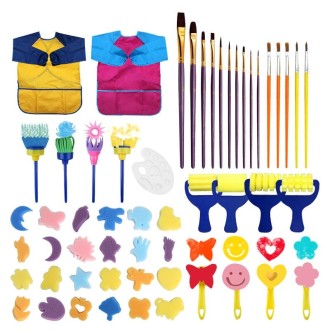 54 In 1 Painting Tool Brush Painting Clothes Sponge Brush Set For Children(Rose Red Brush)