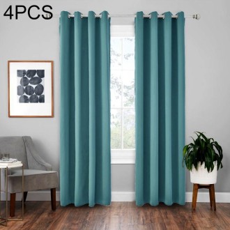 4 PCS High-precision Curtain Shade Cloth Insulation Solid Curtain, Size:52×95 Inch（132×240CM）(Lake Blue)