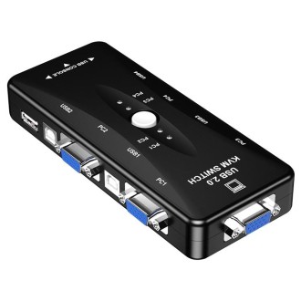 KSW-401V 4 VGA + 3 USB Ports to VGA KVM Switch Box with Control Button for Monitor, Keyboard, Mouse, Set-top box