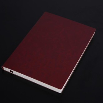 Notebook Student Notepad Diary Book Business Record Book PU Notebook, Cover color: A5 Plain Weave Bitter Tea Red