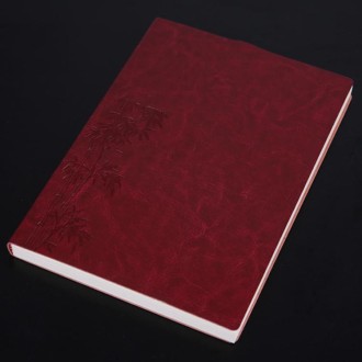 Notebook Student Notepad Diary Book Business Record Book PU Notebook, Cover color: B5 Embossed Bitter Tea Red