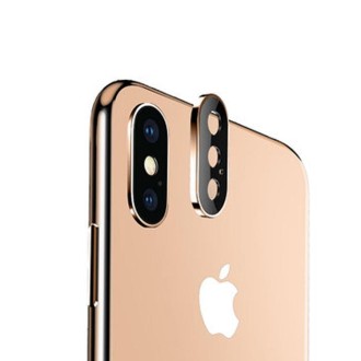 For iPhone X Titanium Alloy Metal Camera Lens Protector Tempered Glass Film(Gold)