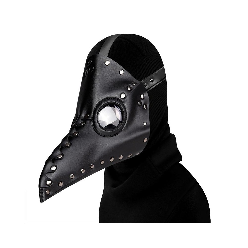 HG65005 Halloween Dress Up Props Rivets Beak Shape Mask(Black)