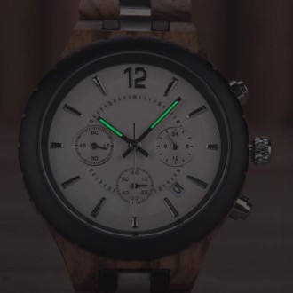 D21 Men Wooden Strap Stainless Steel Luminous Waterproof Watch(White)