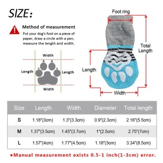 4pcs /Set  Pet Dog Puppy Cat Shoes Slippers Non-Slip Socks Pet Cute Indoor for Small Dogs Cats Snow Boots Socks, Size:M(Light Re