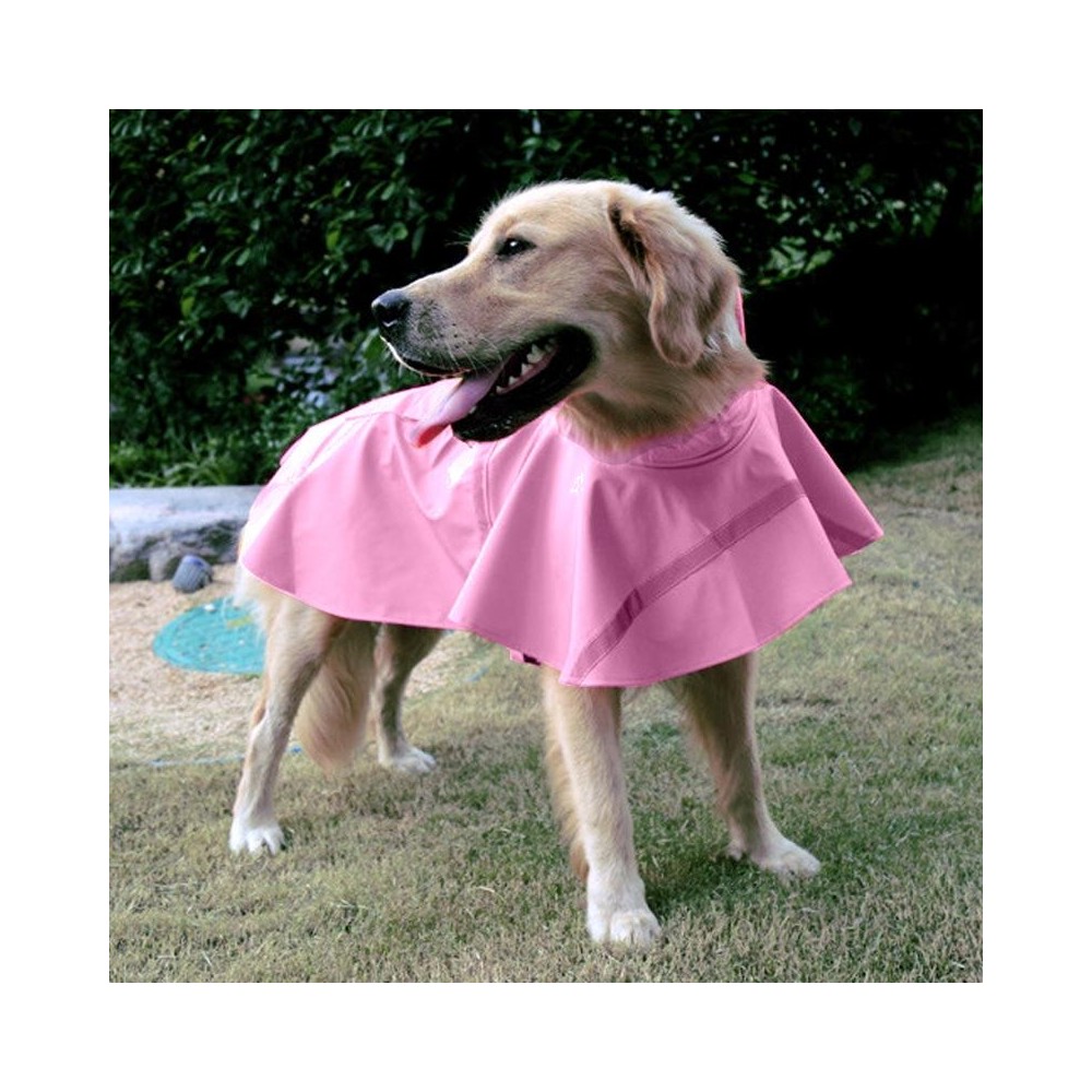 Teddy Golden Retriever Large Dog Practical Reflective Breathable Raincoat(Pink S)