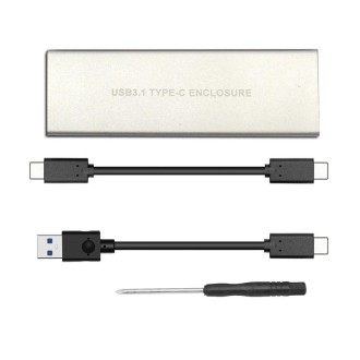 USB3.2 To M.2 NVME Hard Disk Box NGFF PCIE Protocol To TYPE-C, Color: Silver White with C-C Cable