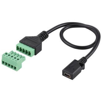 Mini 5 Pin Female to 5 Pin Pluggable Terminals Solder-free USB Connector Solderless Connection Adapter Cable, Length: 30cm