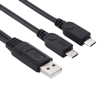 USB 2.0 Male to 2 Micro USB Male Cable, Length: About 30cm