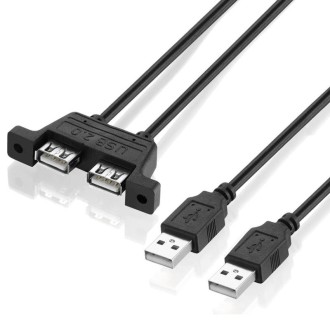 2 USB 2.0 Male to 2-port USB 2.0 Female with 2 Screw Holes Extension Cable, Length: 50cm