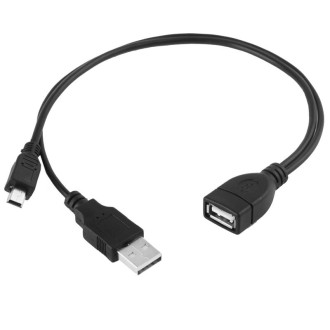 Mini USB Male + USB 2.0 AM to AF Cable with OTG Function, Length: 30cm / 35cm